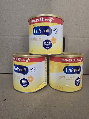 (3)Enfamil Infant 21.1 OZ *LARGE CANS* FREE SHIPPING EXP 03/2026 *DENTED SEE PIC