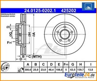 2 St. Bremsscheibe Ate 24.0125-0202.1 FüR Ford