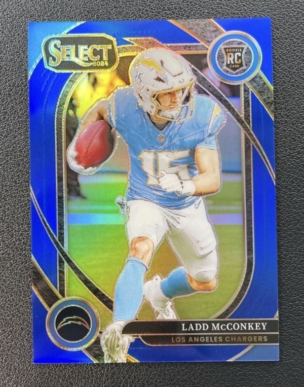 Ladd McConkey #'d /99 Blue Select 2024 Club Level Rookie RC Chargers Color Match