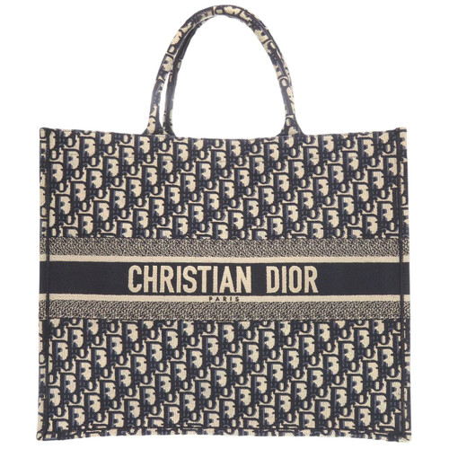 Christian Dior Book Tote Large M1286ZRITX Canvas Navy / Beige Women's #LTB273