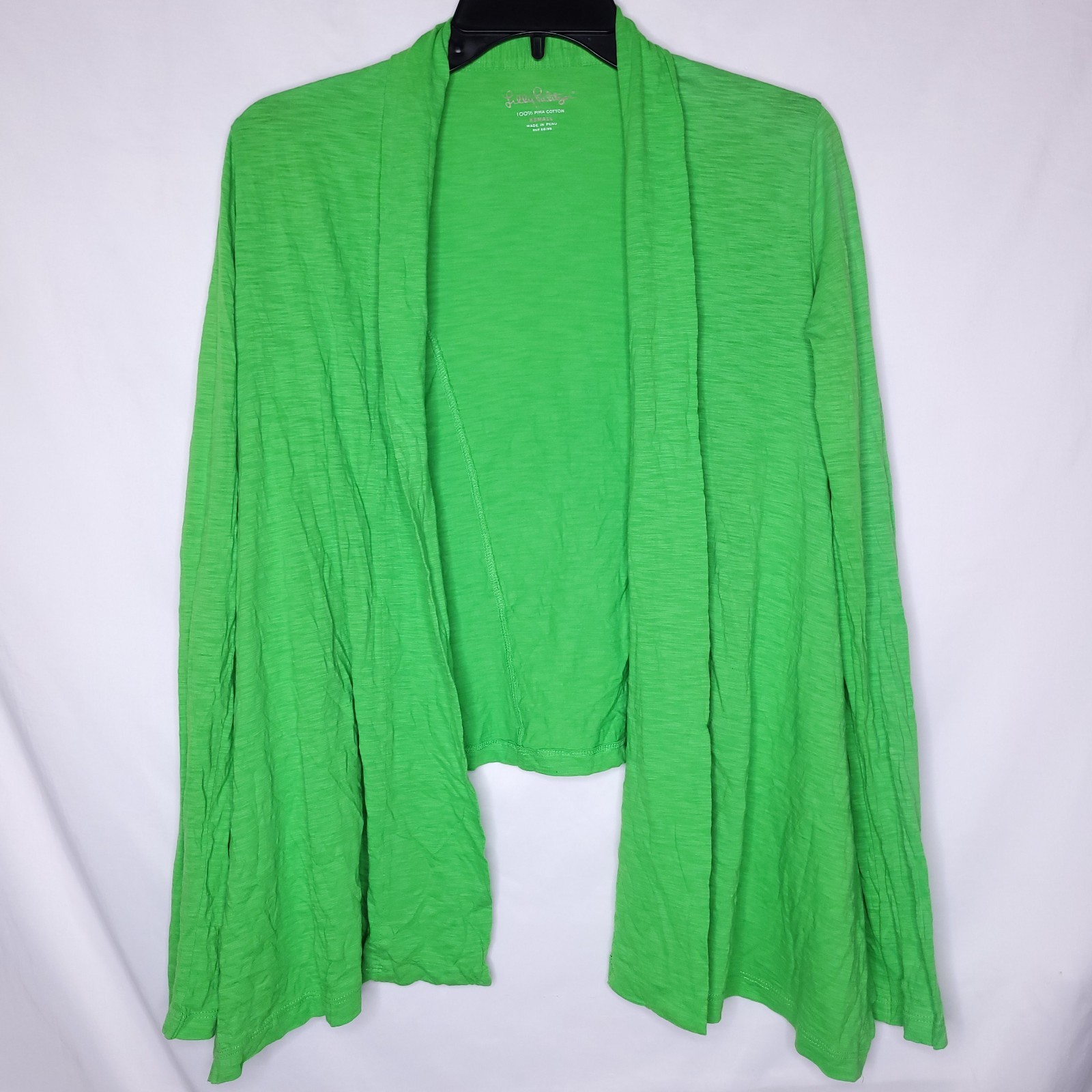 Lilly Pulitzer Cardigan XS Green Pima Cotton Open Drape