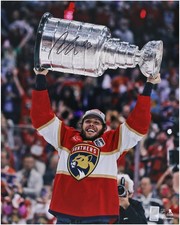 Carter Verhaeghe Panthers Signed 2024 Stanley Cup Champs 16x20 Raising Cup Photo