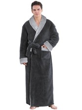 Artfasion Mens Robes Plush Bathrobe: Ultra Soft Flannel Spa Bathrobe, Long Pl...