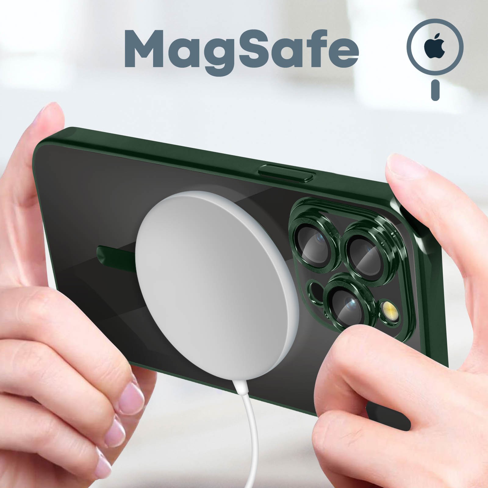 Coque iPhone 14 Pro Max antichoc silicone vert chrome protégeant les objectifs photo