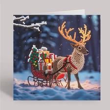 CraftBuddyUS CCK-32XM156: Snowy Sleigh Crystal Art Card Kit 18x18cm