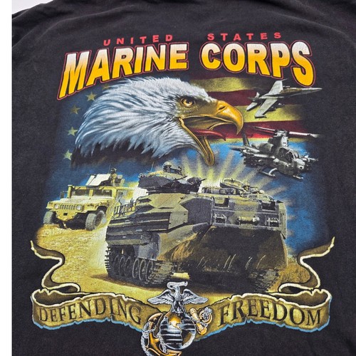 Bayside US Marine Corps T-Shirt Men Large Blck Defending Freedom Graphic Patriot - Picture 3 of 8