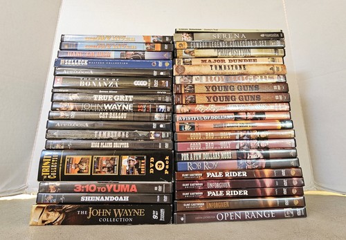 Wholesale Lot of 50+ Dvd Movies Western Classics Outlaw Cowboy Wayne Clint