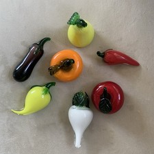 Vintage Murano Style ITALY Art Glass Hand-Blown Fruit Veg Colorful Lot 7 pieces