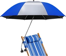 3 Pack Beach Umbrella, 360 ° Chair Umbrella with Clamp, UPF50+ Umbrella for Chai