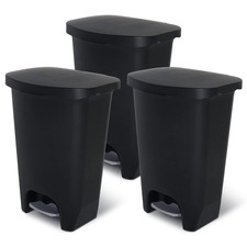 3 Pack 13 Gal Trash Can Plastic Kitchen Waste Bin with Odor Protection of Lid