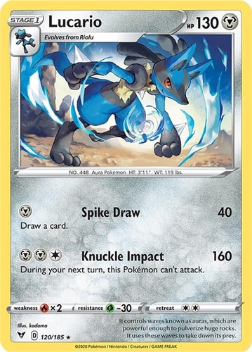 Lucario (120/185) Reverse Holofoil R NM SWSH04 SWSH04: Vivid Voltage Pokemon TCG