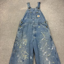 Carhartt Dungarees Adult 32x27 Blue Overalls Bib Denim Carpenter Workwear Mens