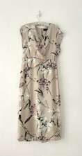 Zara Dress Women's Floral Midi Wedding Beige Midi Flattering Waist Size XL BNWT