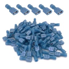 100 PCS Female Fully Insulated Nylon Quick Disconnect Spade Terminals Blue