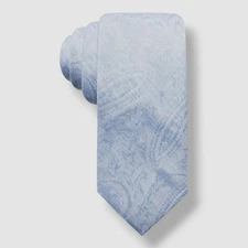 Ryan Seacrest Distinction Men's Blue Linen Savine Paisley Neck Tie Size 58x3