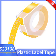 1PK White on Yellow 3D Embossing Tape Labels Refills For Dymo Junior 520108 9mm