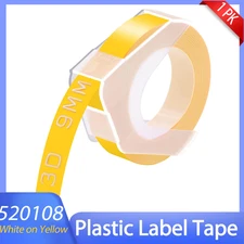 1PK White on Yellow 3D Embossing Tape Labels Refills For Dymo Junior 520108 9mm