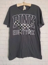2018 Victoria's Secret PINK Rare Retired Checkerboard Dog Bling Sequin Shirt M