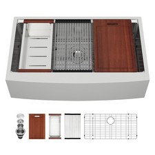 Sarlai 36 Farmhouse Sink Stainless - 36x22 Inch Kitchen Sink Ledge Workstation