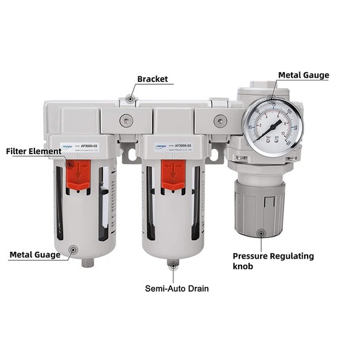 Professional-Grade Air Filter & Regulator with Semi-Auto Drain - 3/8" NPT - Picture 5 of 9