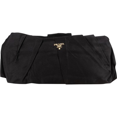 Prada Black Satin Pleated Clutch Abendtasche