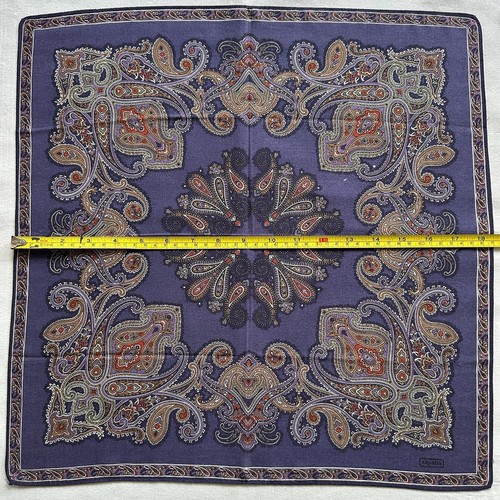 Mens Handkerchief Vintage Purple Cotton Damask Paisley Pattern Pocket Square 18" - Picture 3 of 3