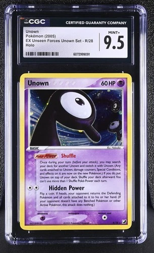 CGC 9.5 MINT+ Unown 2005 EX Unseen Forces Unown Set R/28 Holo Pokemon Card
