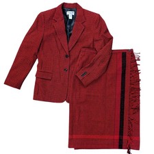 Vintage Pendleton Wool Blanket Skirt Blazer Suit Red Black Women's Size 10/12