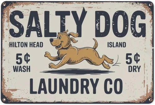 Salty Dog Laundry Hilton Head Island Vintage Running Tin Metal Signs Home Décor