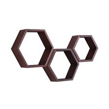 PHOENANCEE Hexagon Floating Shelves,Honeycomb Shelf Set of 3,Wood Farmhouse H...