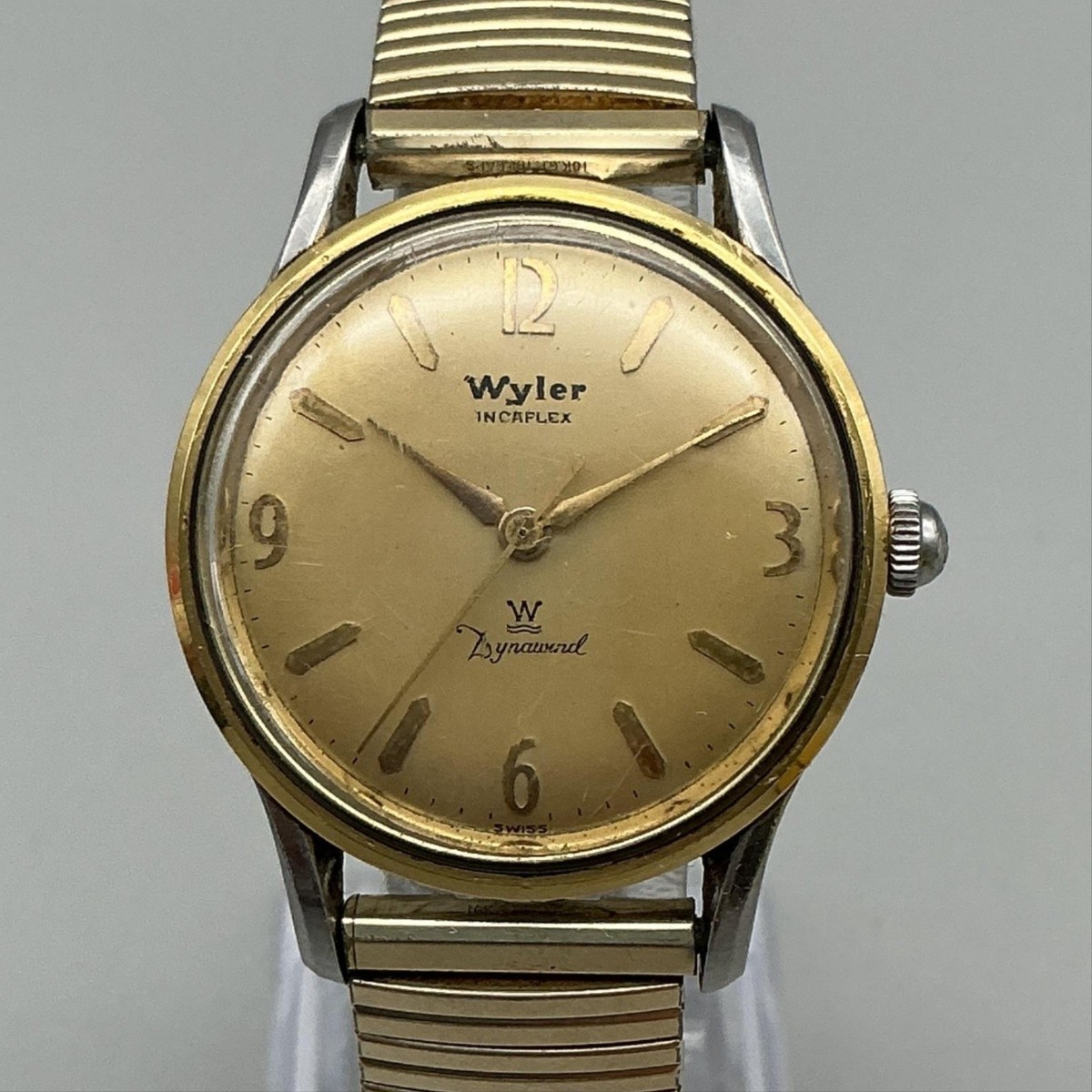 Vintage Wyler Mens Watch 32mm Two Tone Incaflex Dynawind Manual