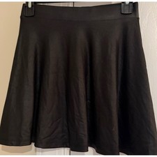 Forever 21 Faux Leather Skater Skirt Black Flared Mini Skirt Small