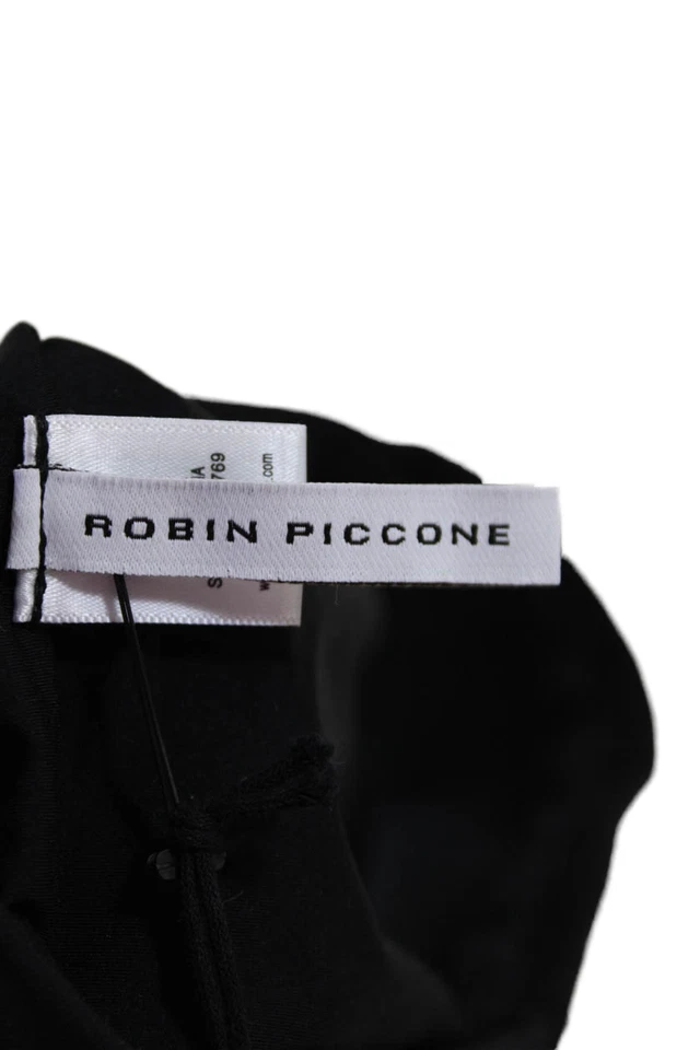 Parte inferior de bikini Robin Piccone para mujer cintura alta negra lisa talla mediana Foto 3 de 4