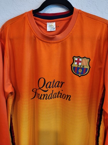 Camiseta de fútbol réplica FC Barcelona XL naranja amarillo degradado base Qatar - Imagen 7 de 9