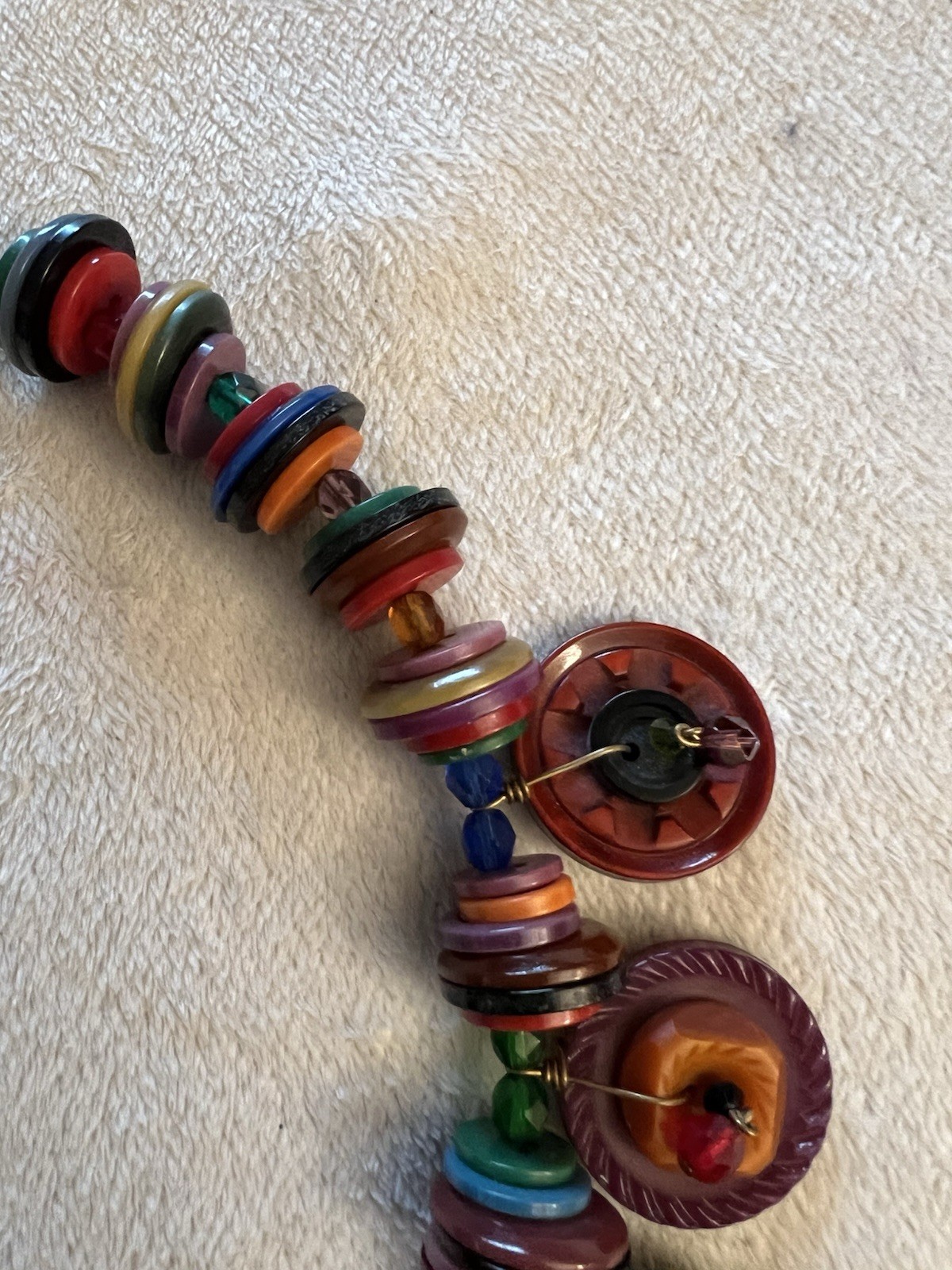Handmade Wired Button Statement 20” Long Colorful… - image 13