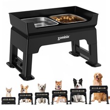 3-in-1 Elevated Dog Bowls Dual Level - Mess Free Dog Feeding Station 6.7" to ...
