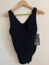 Miraclesuit Tankini Top Black Gauze Women  s Size 8 Smoothing Flattering NEW