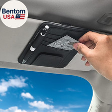 Small Leather Sun Visor Organizer for Car and Truck - Sunglass Holder, Card Slee