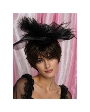 Black Round Tulle Fascinator Clip Bow Flower Feathers Headband Hat