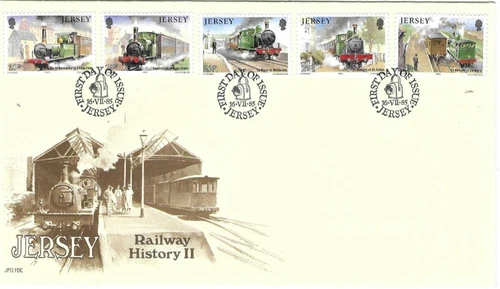Jersey Comm/FDC - Railway History II -  1985 (JES298)