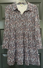 Boden Floral Paisley Mini Dress Long Sleeve Button Size 10P Cottage Core