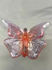 New ListingVintage Fenton Pink Art Glass Butterfly Figurine with Brass Stand - NICE!