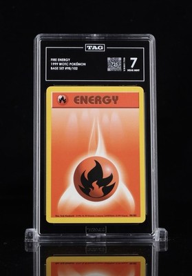 1999 Pokemon Base Set Fire Energy #98/102 TAG 7 NM #1 TAG RANK Vintage Graded
