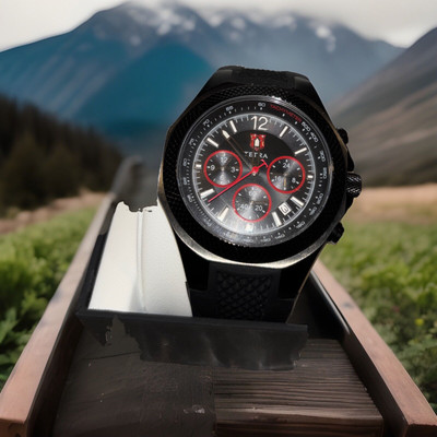 Tetra Chronograph  Black Rubber Resin Sporty Casio Wrist Watch Sale