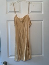 Victoria  s Secret 100 Silk Butter Yellow Vintage 90s Heart Label Slip Dress L