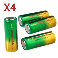 4pcs Skywolfeye 26650 Battery 3.7V Rechargeable Batteries Cell