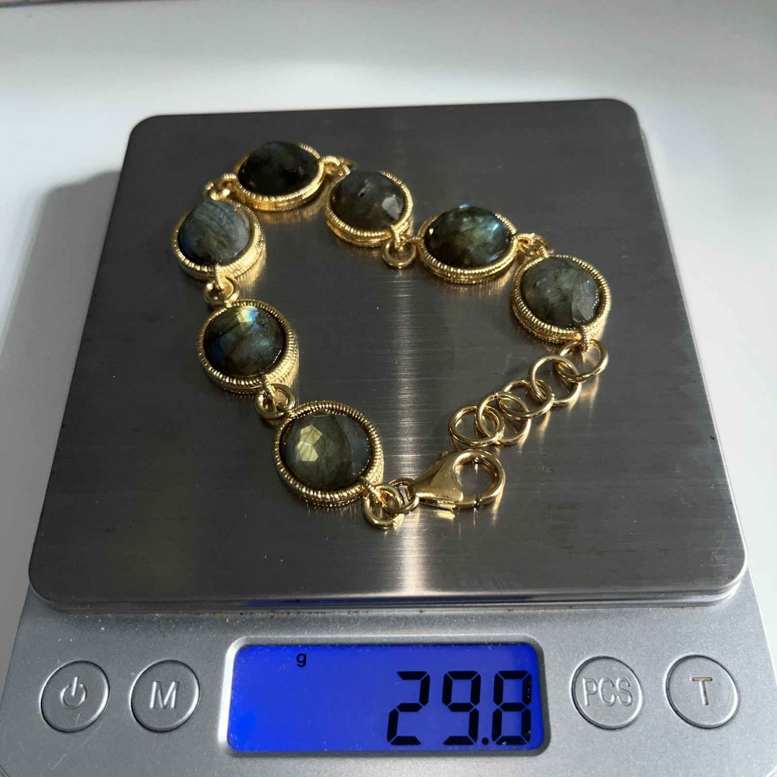 Bellezza Italy Labradorite Gemstone Tennis Bracelet NIB 7.5-8.5” image 5