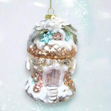 Fantasy Mushroom House Ornaments Set Of 2 Christmas Decor SHIPS WITHIN 10 DAYS 