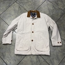 Vintage J.Crew Barn Coat Size S Cream Corduroy Collar Country Farm Outdoor