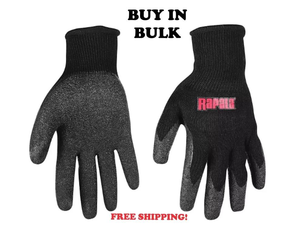 Guantes de Pesca RAPALA Pescadores Protección Antideslizante Revestimiento de Látex Negro Secado al Aire Foto 4 de 4